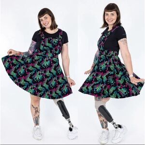 NWT Run and Fly Pinafore Dress Rainbow Zebra Print Flared Womens 12 Quirky Retro